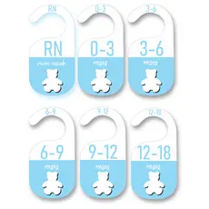 Separador de Cabide Bebê Urso Vazado Azul MDF | Organização RN a 18 Meses | Closet Infantil