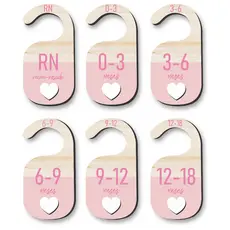 Separador de Cabide Bebê Coração Vazado Rosa MDF | Organização RN a 18 Meses | Closet Infantil