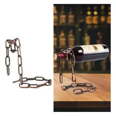 Suporte de Vinho Mágico em Corrente Metálica – Decoração Retrô e Criativa