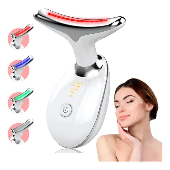 Massageador Facial Eletrico Pescoço Led Aparelho Tratamento