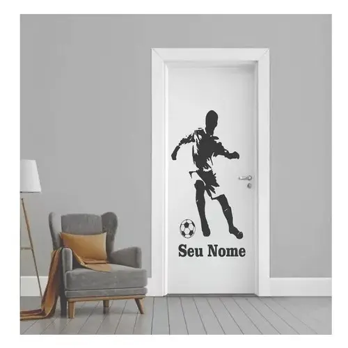 Adesivo De Parede Futebol com Nome Personalizado - Jogador 90x50cm