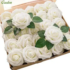25pcs Simulação Estilo Europeu Rosas Bouquet 8CM Decoração Floral CasdonHome LVGZ
