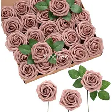25pcs Rose Flores Artificiais Realistas Rosas Dusty Falso Espuma Rose Bulk para DIY Casamento Buquês de Dia Dos Namorado