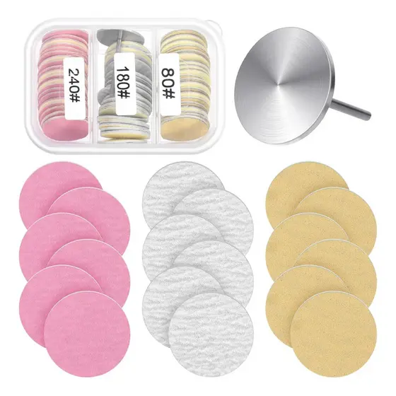Kit 1 Broca Disco + 60 Lixa Refil Gramatura , 80, 180, 240 Granularidade, Haste 2,35mm para Micro Motor