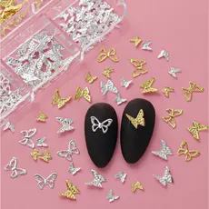 Charms de Unhas 3D Borboleta | Mini Charms de Borboleta de Ferro em Dourado e Prateado