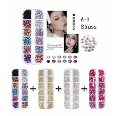 4 Caixas Estojo Strass Colorido Para Maquiagem e Nail Art 4 cores à escolha