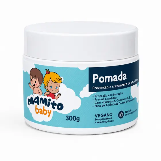 Pomada para Assaduras 300g - Proteção Hidratação Prevenção Assaduras Pele Sensível - Mamito Baby