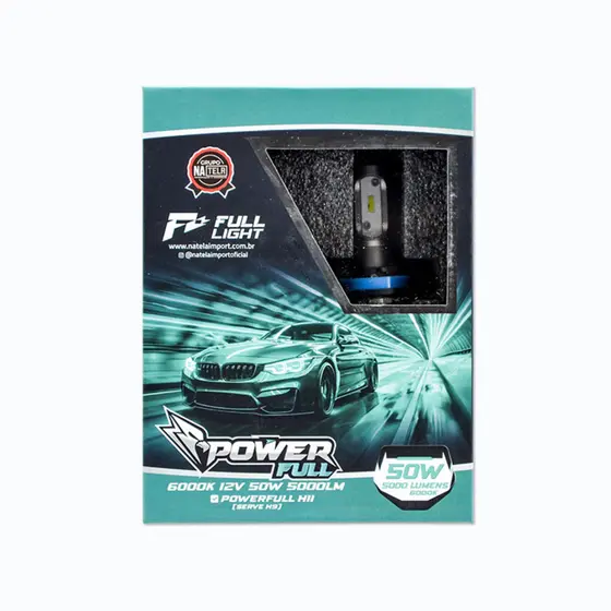 Par de Lampadas SuperLed PowerFull H11 6000K 12V 50W 5000LM
