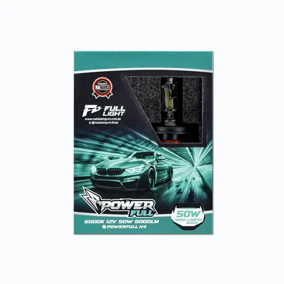 Par de Lampadas SuperLed PowerFull H4 6000K 12V 50W 5000LM