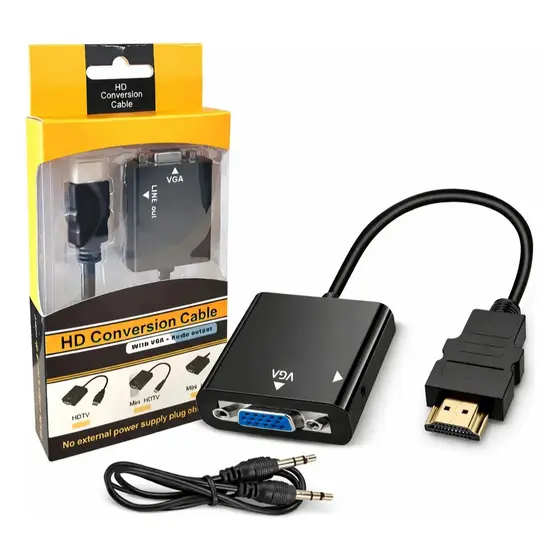 Cabo Conversor Adaptador Hdmi Para Vga Com Saída P2 Áudio - Cabo HDMI 3,5,10,15 Metros 2.0 4K 3D Ultra Full HD Blindado