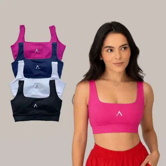 Top de Academia Fitness Sustentação Poliamida PremiumTreino Camila
