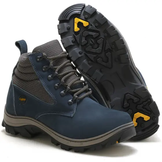 Bota Coturno CAT Adventure Heavy Duty Azul Masculina - Couro Legítimo + Palmilha em gel P.U