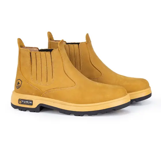 Botina Unissex Turin Boots Agro Work Couro Nobuck Premium Palmilha PU Gel Solado PU Bidensidade Antiderrapante
