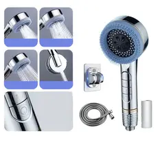 Kit Completo de Ducha: 4 Modos, Filtro Anticalcário, Escova e Suporte. 2m de Mangueira. Pressão Reforçada