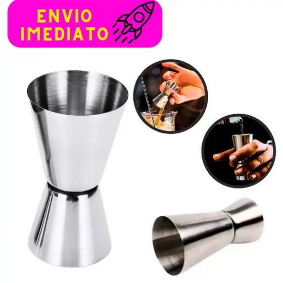Dosador Bebida Inox Duplo Medidor Drink Profissional