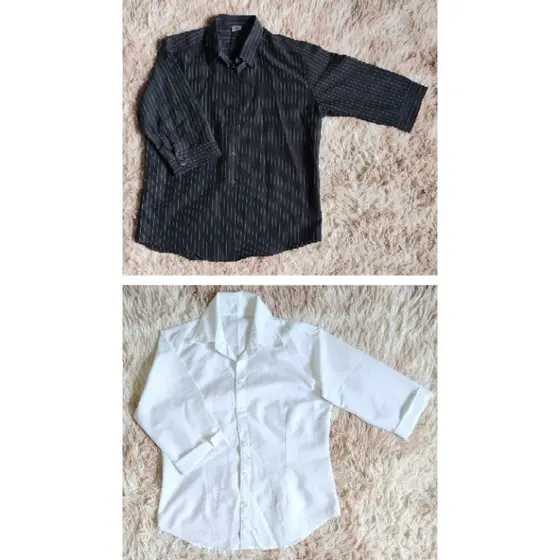 Camisas sociais femininas | Camisa branca | Camisa preta com risca-de-giz | Não são novas