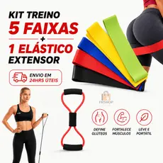 Kit Mini Band Faixa Elástica Para Exercício Ginastica Fisioterapia + Elastico Croos Tube
