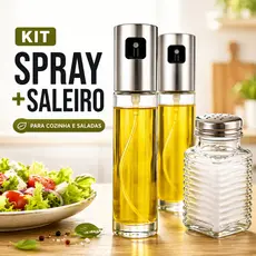Spray de Azeite Borrifador Oleo Vinagre Pulverizador Culinário + Saleiro