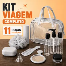 Kit Para Viagem Com Frascos Creme Shampoo Higiene Pessoal Necessaire