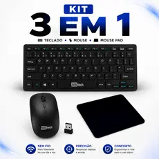 Kit Teclado Sem Fio + Mouse Sem Fio + Mouse Pad