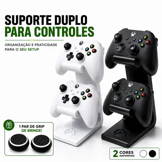 Suporte Duplo Base Para 2 Controles Xbox One + Grip