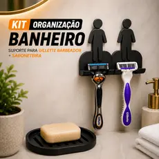 Suporte Para Gilete Barbeador+Saboneteira Kit Organização Banheiro