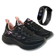 T锚nis Feminino para Treino + Rel贸gio Digital com Cron么metro