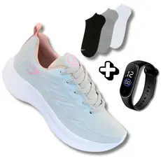 Kit Esporte Feminino: Tênis + Meia + Relógio | Conforto e Estilo na Atividade
