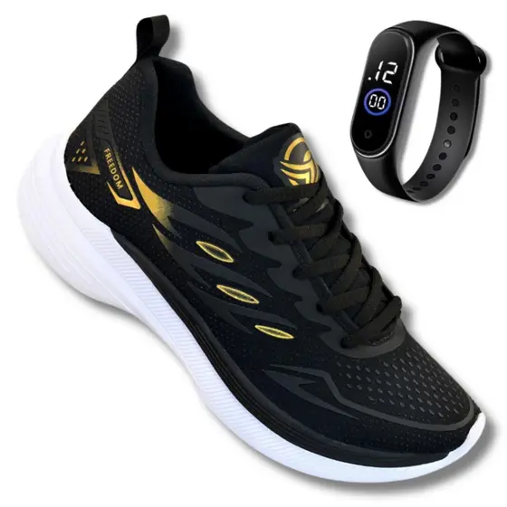 Tenis Masculino Esportivo Trabalho +Relogio