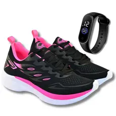 Tenis Feminino + Relogio Academia Corrida Caminhada Treino Esportivo Trabalho