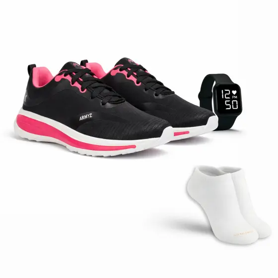 Tenis Feminino Masculino Esportivo Academia Caminhada Corrida Treino Leve Macio Confortavel + Relógio Digital + Meia