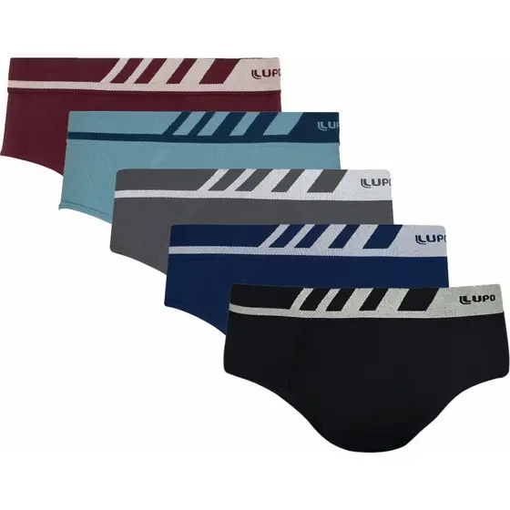 Kit 5 Cuecas Lupo Slip 691 Microfibra Sem costuras confortável