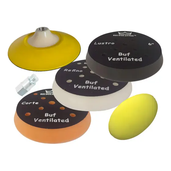 Kit Boinas Espumas Ventiladas Profissionais Rei Dos Autos 6 Polimento carro moto marmores
