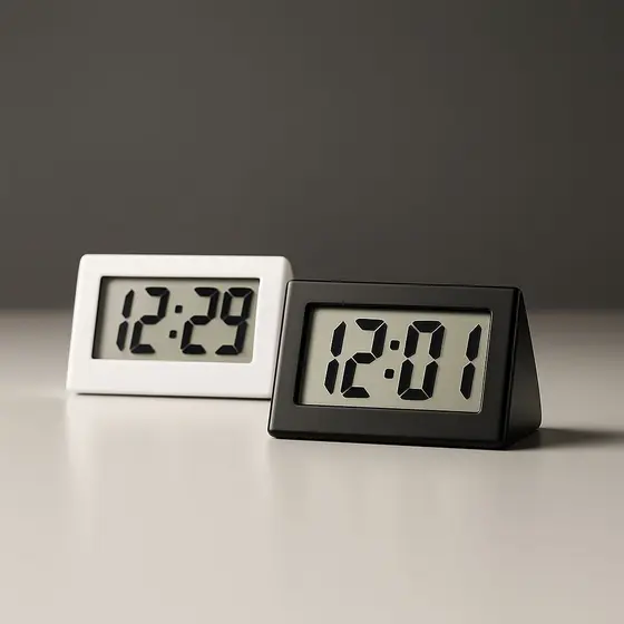 Mini Relógio Digital 6x3,5Cm LCD Painel Para Secretária Escritório Mudo Eletrônico Prático E Útil