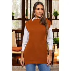Max Colete Feminino Tricot Modal Fang Fendas Laterais Tendecia