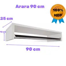 Cabideiro de Parede Arara em MDF 90cm Para Casa Loja Lavanderia Closet Airbnb