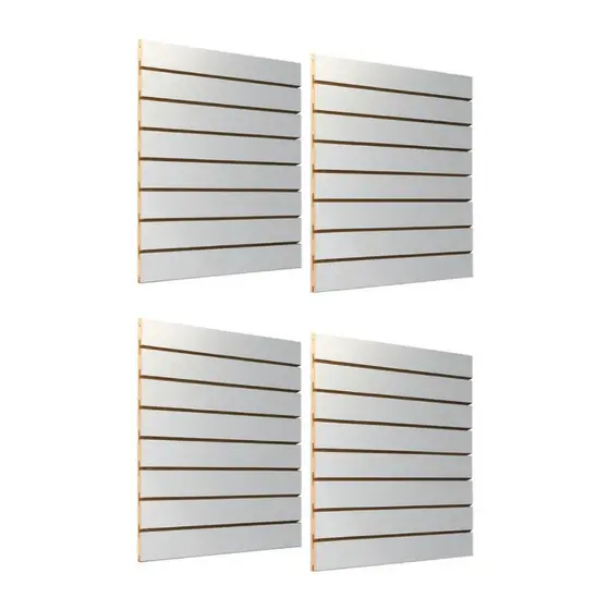 Kit 4 Painéis Canaletados -Parede MDF 60x60 Branco Painel Expositor SlatWall