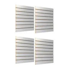 Kit 4 Painéis Canaletados -Parede MDF 60x60 Branco Painel Expositor SlatWall