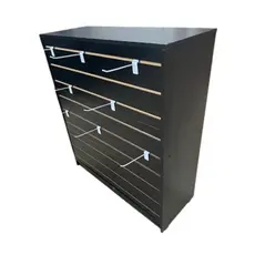 Balcão para Loja Slatwall MDF Preto – Atendimento de loja preto 90 cm sem gavetas com painel canaletado