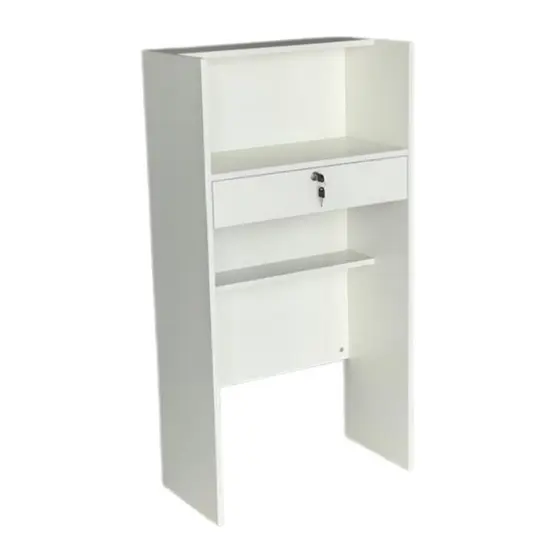 Balcão Caixa Recepção Com Gaveta Em Mdf Para Lojas Comercio 100%MDF Branco