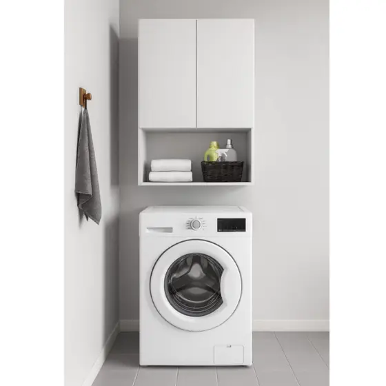 Armário de Banheiro/Lavanderia com 02 Portas 100% em MDF Branco 15mm