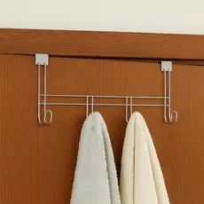 Cabide de Porta 4 Ganchos em Aço Cromado Cabideiro Suporte para Pendurar Toalha Roupa Multiuso Águia