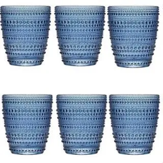 Jogo 6 Copos de Vidro Pérola Luxo 300ml Água Suco 4 cores