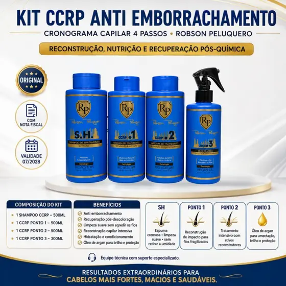 Kit Ccrp Anti Emborrachamento Cronograma Capilar 4 Passos Robson Peluquero