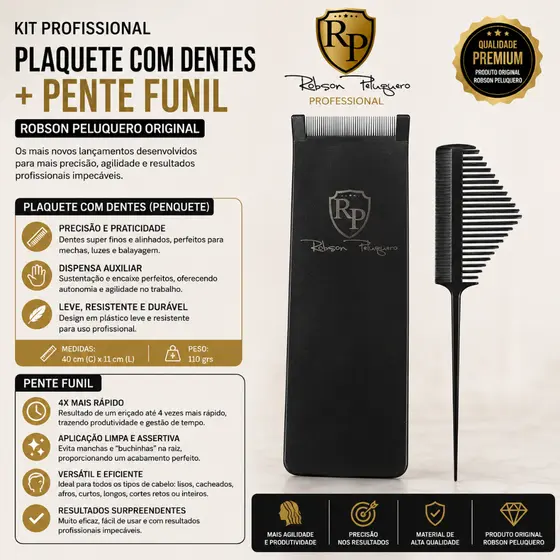 Kit Plaquete Com Dentes (penquete) + Pente Funil Rp Original