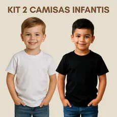 Kit 2 Camiseta 100% Algodão Infantil Lisa Básica Confortável e Leve para o Dia a Dia