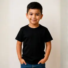 Camiseta Infantil Preta 100% Algodão Lisa Básica Masculina Leve, Confortável e Ideal para o Dia a Dia