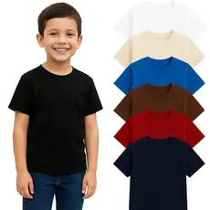 Camiseta Infantil 100% Algodão Lisa Básica Masculina Confortável e Leve para o Dia a Dia