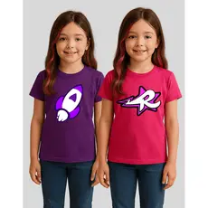 Camisetas Infantil Emily Kit 2 Vick Katlen Os Rosas Infantil Foguete e Estrela Lançamento