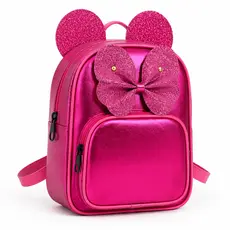 mochila infantil menina com laço e orelhas para escola, creche , parque, presente mochila minnie